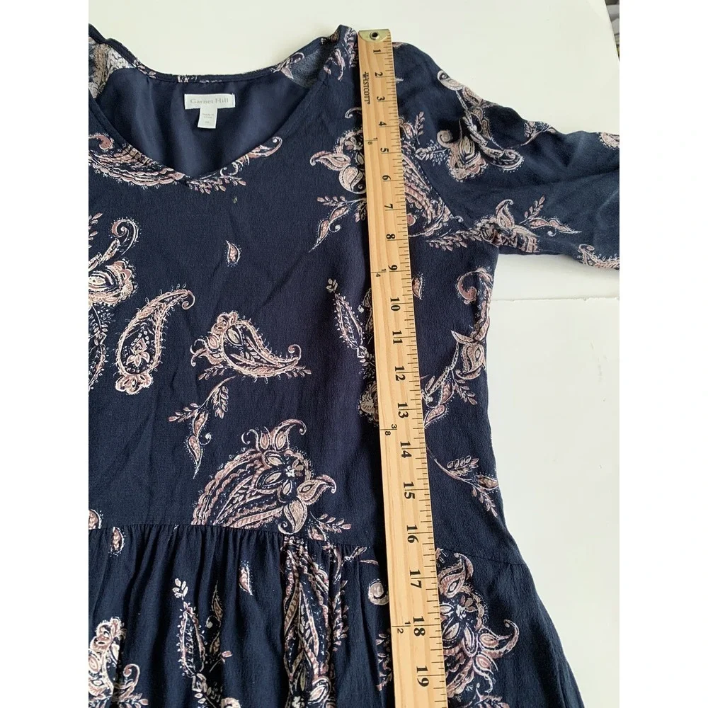 Garnet Hill Womens Dress 8‎ Dark Floral Paisley Fairy Country Blue Wedding Guest